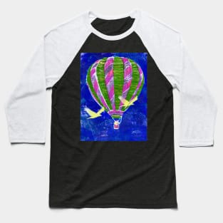 Hot Air Balloon with Birds 4 Monoprint Baseball T-Shirt